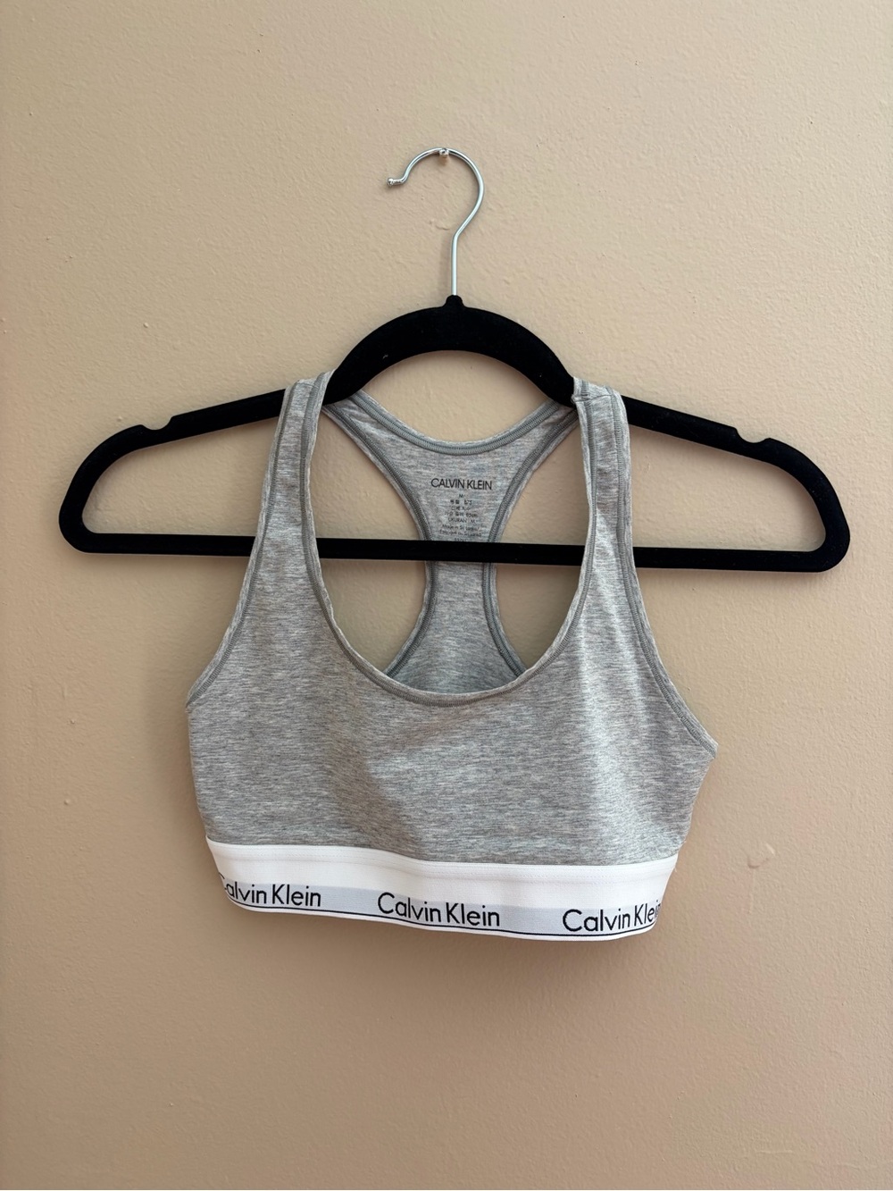 Calvin Klein Grey Racerback Logo Band Sports Bralette